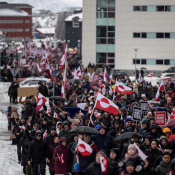 People take part in a protest against President Trump’s demand that the Arctic island be ceded to the US, in Nuuk, Greenland. Photo taken on January 17, 2026. 