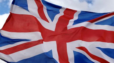 A Union Jack flag flutters in the wind in London, Britain, March 29, 2024 