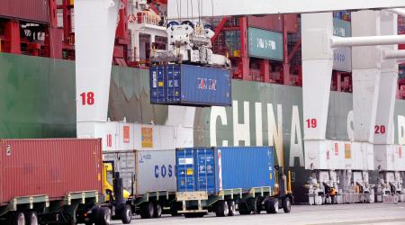 Shipping containers wait for processing at the Port of Long Beach in Long Beach, California, U.S. REUTERS/Bob Riha Jr./File Photo