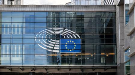 The European Parliament building in Brussels. Picture taken on May 13, 2024. 