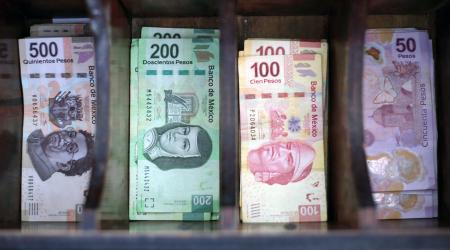 Mexican peso banknotes are pictured in Ciudad Juarez, Mexico. 