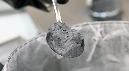 Graphite powder, used for battery cell production, is shown in this photo illustration. Picture taken July 7, 2022. 