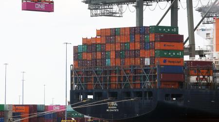 A docked cargo ship at Port Elizabeth, New Jersey. Picture taken July 12, 2023. 