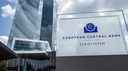 The entrance to the headquarters of the European Central Bank (ECB) in Frankfurt am Main. 