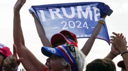 Trump supporters attend a rally in Doral, Florida. Picture taken on July 9, 2024. 
