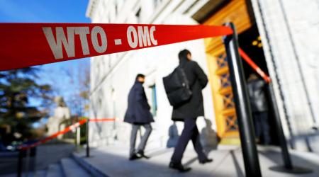 Delegates arrive at the World Trade Organization (WTO) headquarters in Geneva, Switzerland November 22, 2017. 