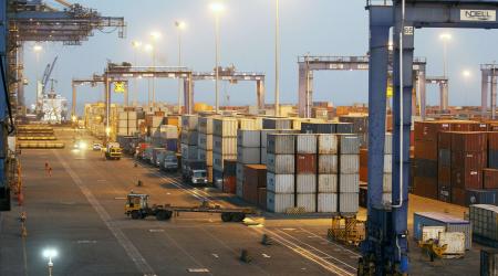 A general view of a container terminal at Mundra Port in the western Indian state of Gujarat. Picture taken on April 1, 2014. REUTERS/Amit Dave