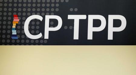 The logo of Trans-Pacific Partnership (TPP) is shown in this photo illustration. 