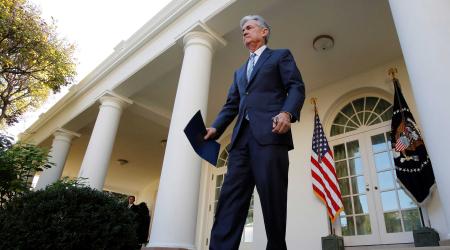 Jerome Powell arrives in the Rose Garden at the White House in Washington, U.S., November 2, 2017. 
