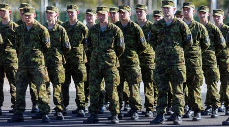 Estonian and allied military personnel at a military base to train in line with NATO defensive plans in South Estonia. 