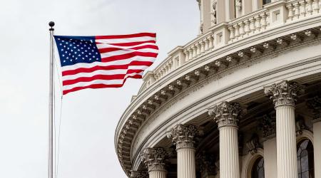The American flag flies above the US Capitol in Washington, DC. Sipa USA/Michael Brochstein