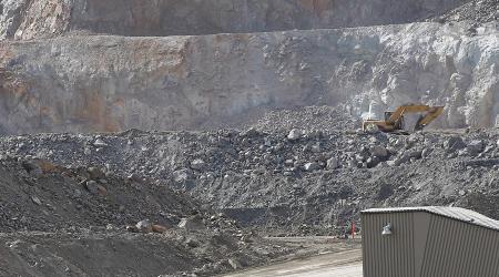 Mining is in progress at Capstone Mining Corporation in Minto, Yukon, Canada. 