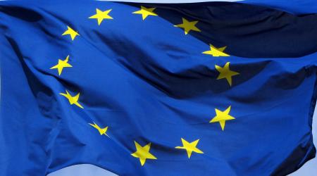 Flag of the European union waving in the wind. 