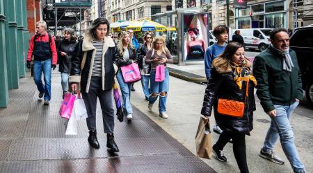 Shoppers out and about in Soho in New York, on March 15, 2025. 
