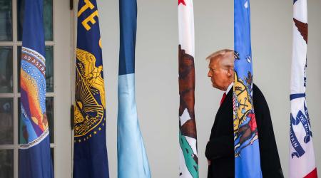 President Donald Trump walks back to the Oval Office after signing new reciprocal tariffs during a ‘Liberation Day’ event in the Rose Garden at the White House on April 2, 2025 in Washington, D.C. 