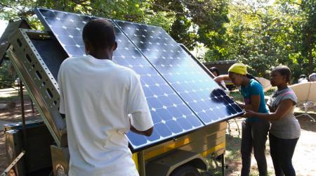 Greenpeace EU hosts a workshop to educate people about renewable energy and climate change, in Durban, South Africa. 