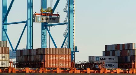 Cranes load cargo at the Port of Long Beach in Long Beach, CA. Picture taken on April 10, 2025. 