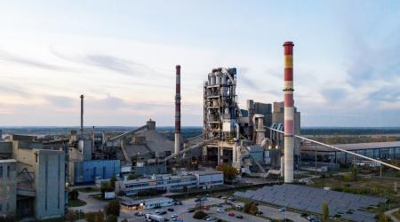 Aerial view of a cement plant in Ozarow, Poland. Picture taken October 21, 2024. 