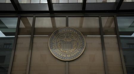 A general view of the US Federal Reserve Board of Governors seal in Washington, DC. 