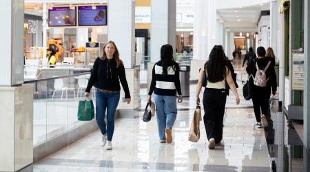 Shoppers walk through the King of Prussia Mall in PA, as global markets brace for a hit to trade caused by US President Donald Trump's decision to impose import tariffs on dozens of countries. Photo taken on April 3, 2025. 