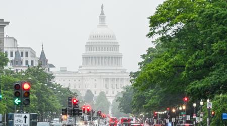 A view down Pennsylvania Avenue toward the US Capitol in Washington, DC. Picture taken on May 28, 2025. 