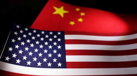US and Chinese flags are seen in this illustration taken, April 24, 2024. 