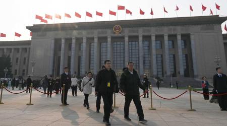 People at the Great Hall of the People of the National People's Congress. Picture taken on March 12, 2026. 