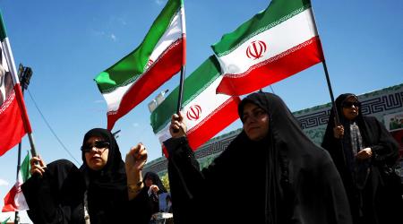 People gather after President Trump agreed to a two-week ceasefire with Iran, in Tehran. Picture taken on April 8, 2026. 