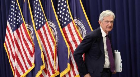 U.S. Federal Reserve Chair Jerome Powell departs following his final press conference following a two-day meeting of the Federal Open Market Committee (FOMC), at the U.S. Federal Reserve in Washington, D.C., U.S., April 29, 2026. 