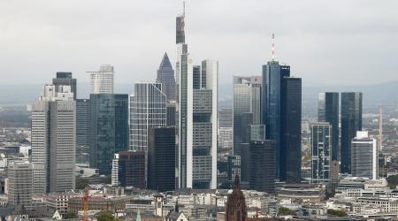 The skyline of the banking district is pictured in Frankfurt, Germany. October 2024. 