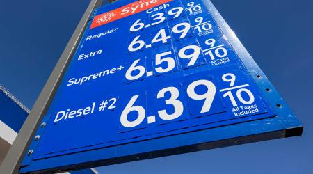 Gas prices remain high in Los Angeles, CA. Photo taken March 22, 2022. 