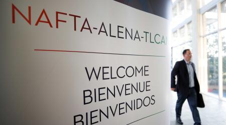 A sign is pictured where the third round of NAFTA talks involving the United States, Mexico and Canada is taking place in Ottawa, Ontario, Canada, September 23, 2017. 