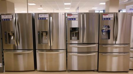 A display of refrigerators are seen at a Sears store in Schaumburg, Illinois, near Chicago. 