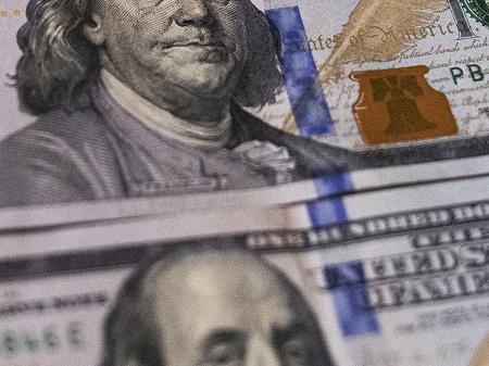 A detail of a US one hundred dollar bill is displayed in this picture illustration. Picture taken December 2023. 
