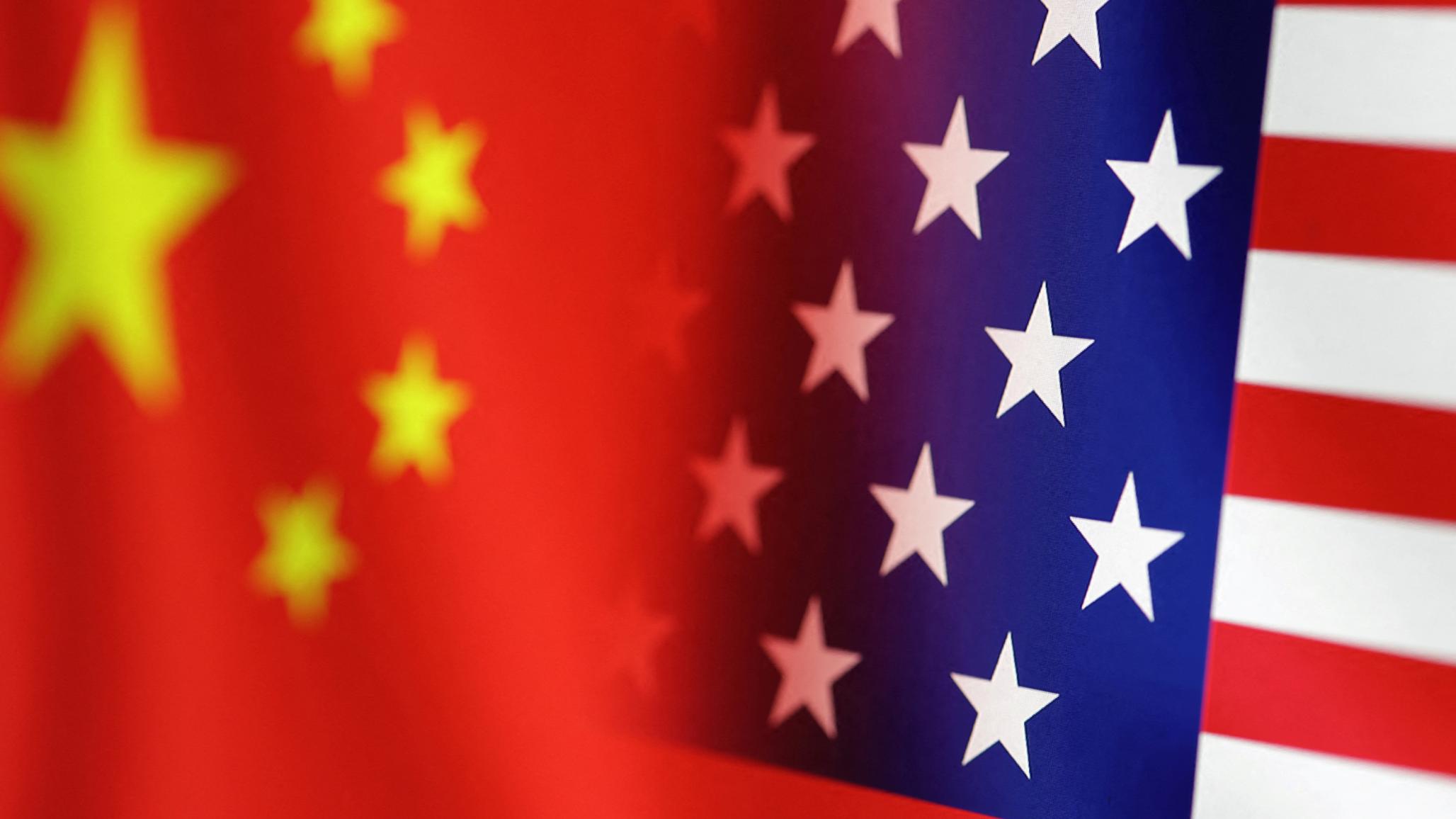 U.S. and Chinese flags are seen in this illustration taken, January 30, 2023. 