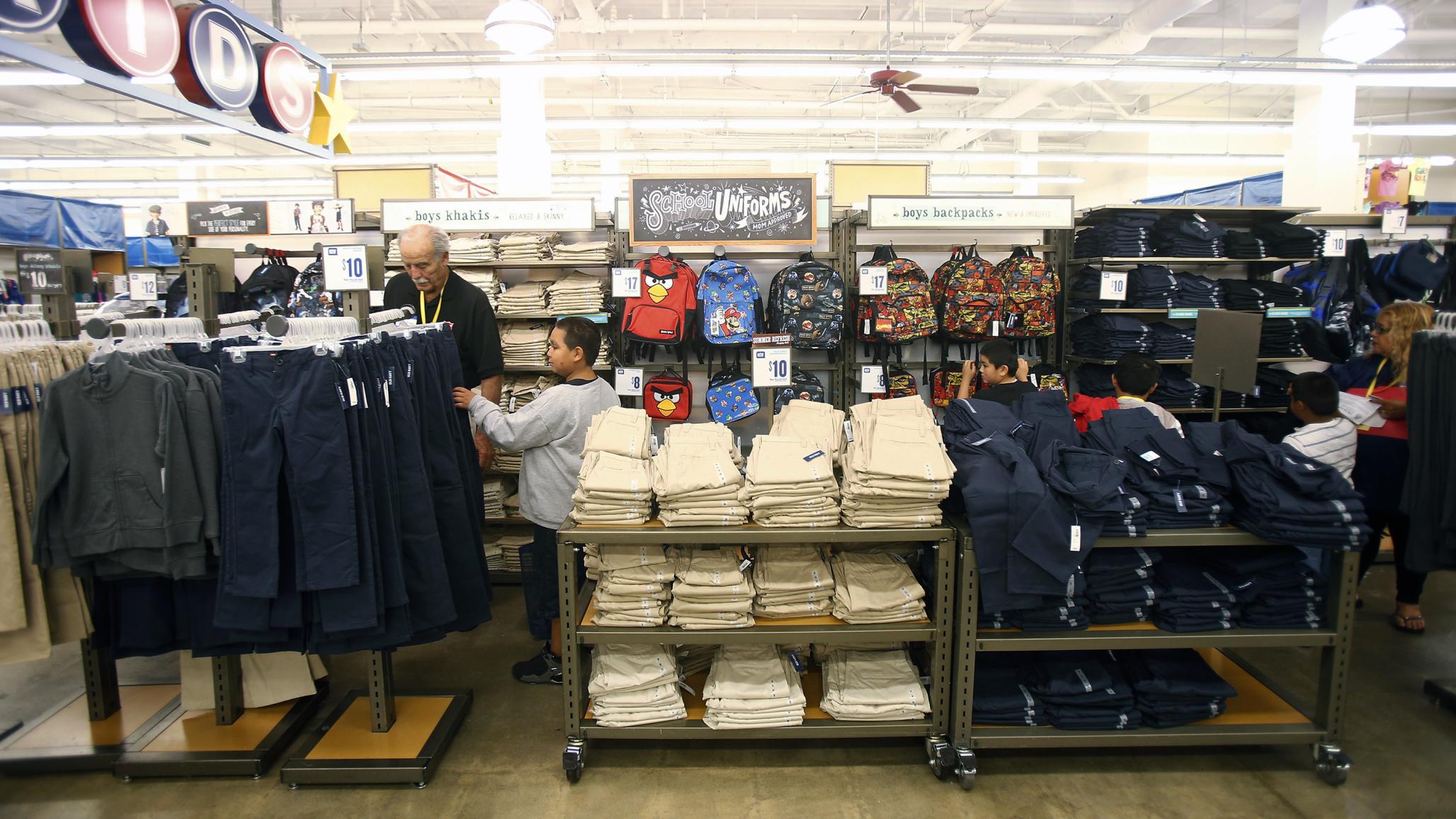  Retail store displaying clothes for children days before the start of the new school year in San Jose, CA.