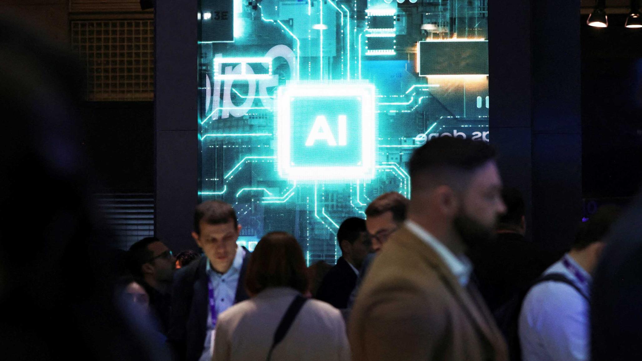 People attend a conference on artificial intelligence in Europe. Picture taken on February 27, 2024. 