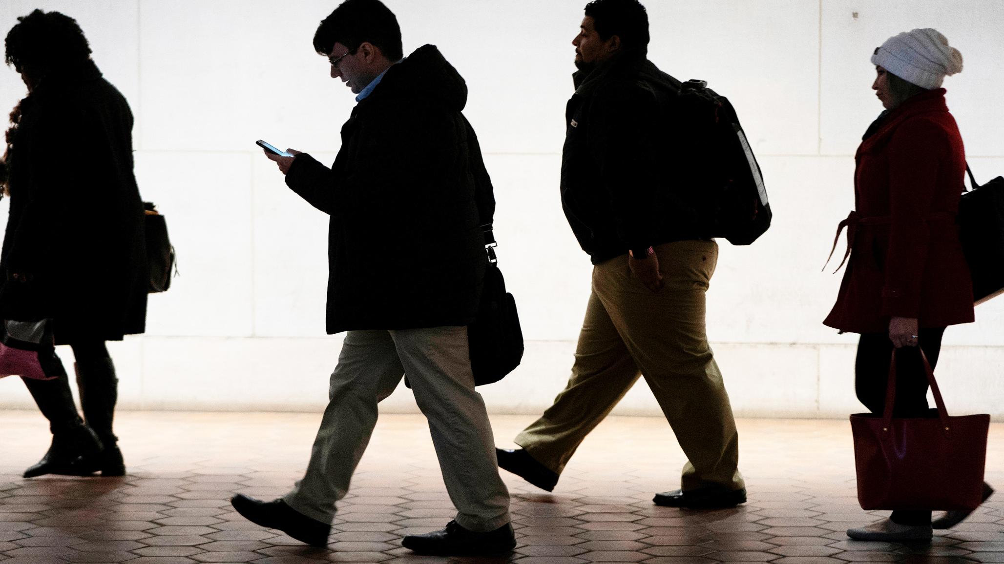 Commuters walk through one of Washington DC's metro stations. Picture taken January 28, 2019. 