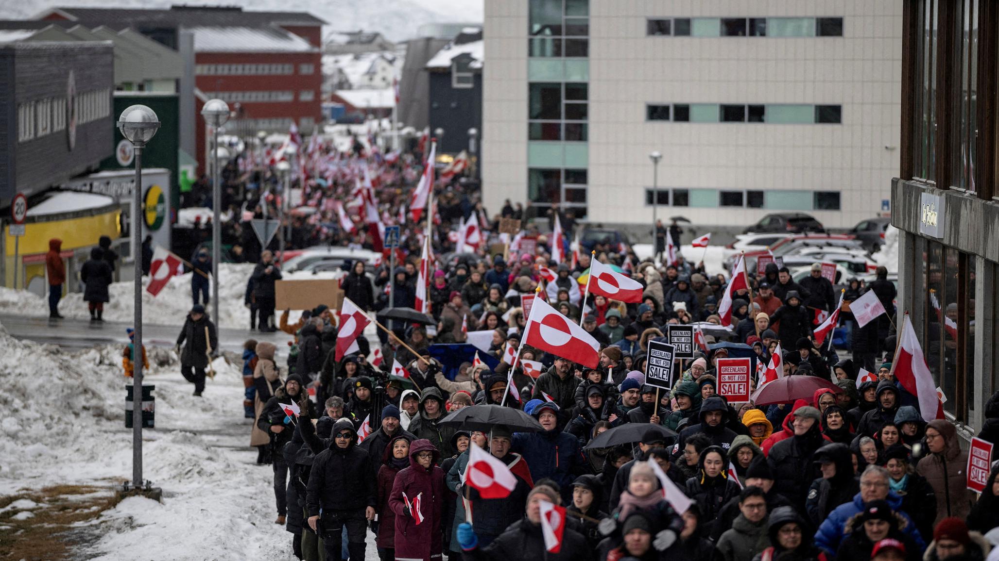 People take part in a protest against President Trump’s demand that the Arctic island be ceded to the US, in Nuuk, Greenland. Photo taken on January 17, 2026. 
