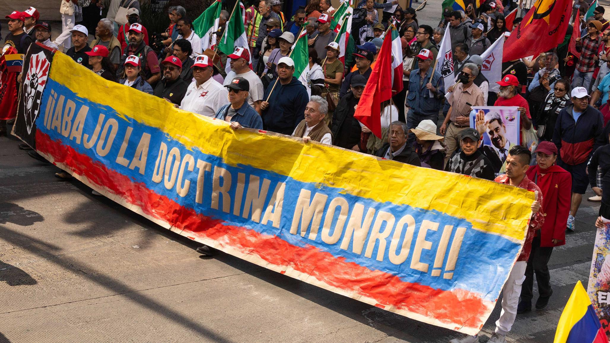 Hundreds of people joined the March against Imperialism, following the capture of Nicolas Maduro and his wife by US forces. Picture taken on January 10, 2026 in Mexico City, Mexico. 