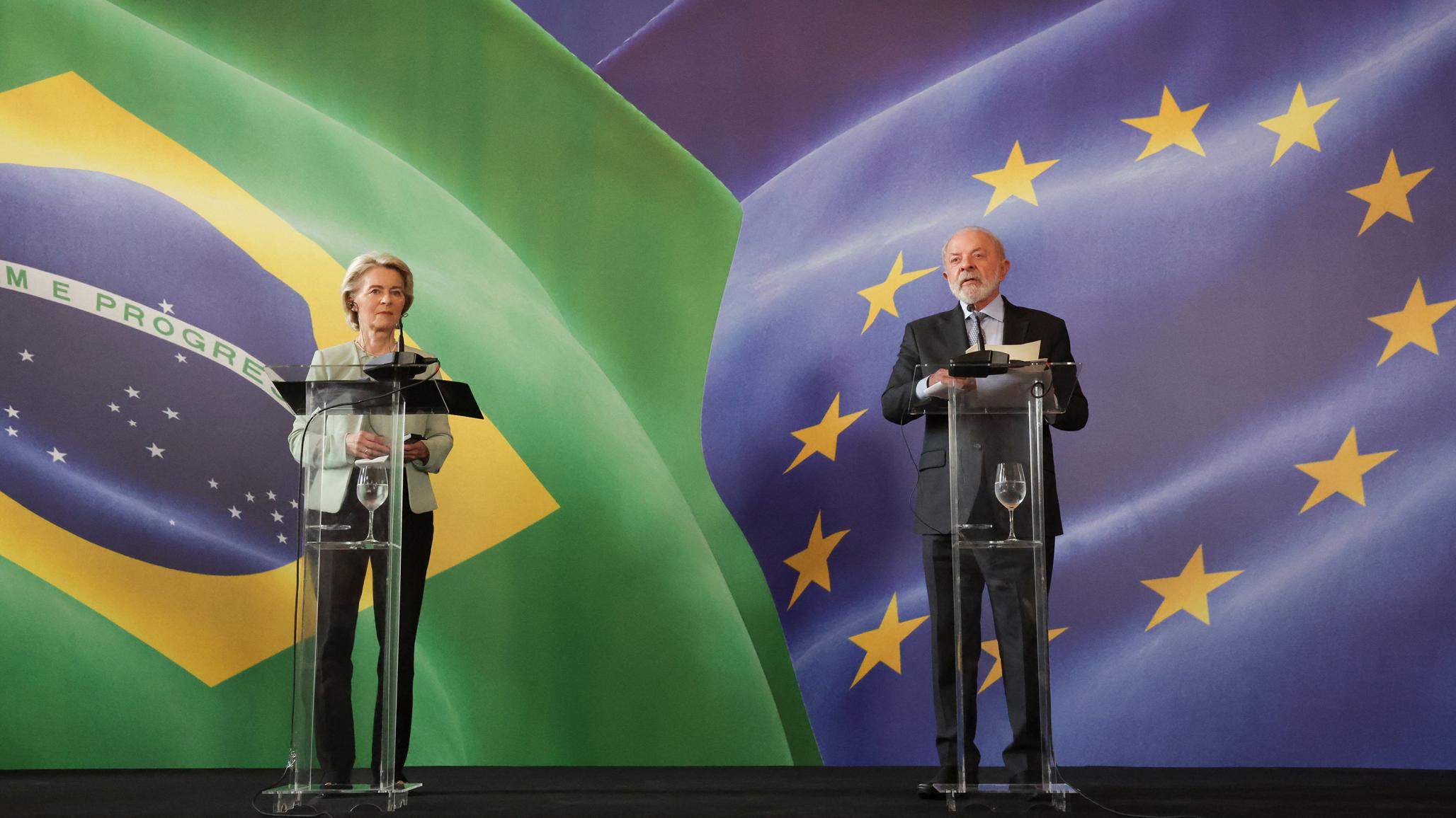 Brazil’s President attends a press conference with European Commission President, at the Itamaraty Palace in Rio de Janeiro, Brazil. Photo taken on January 16, 2026.