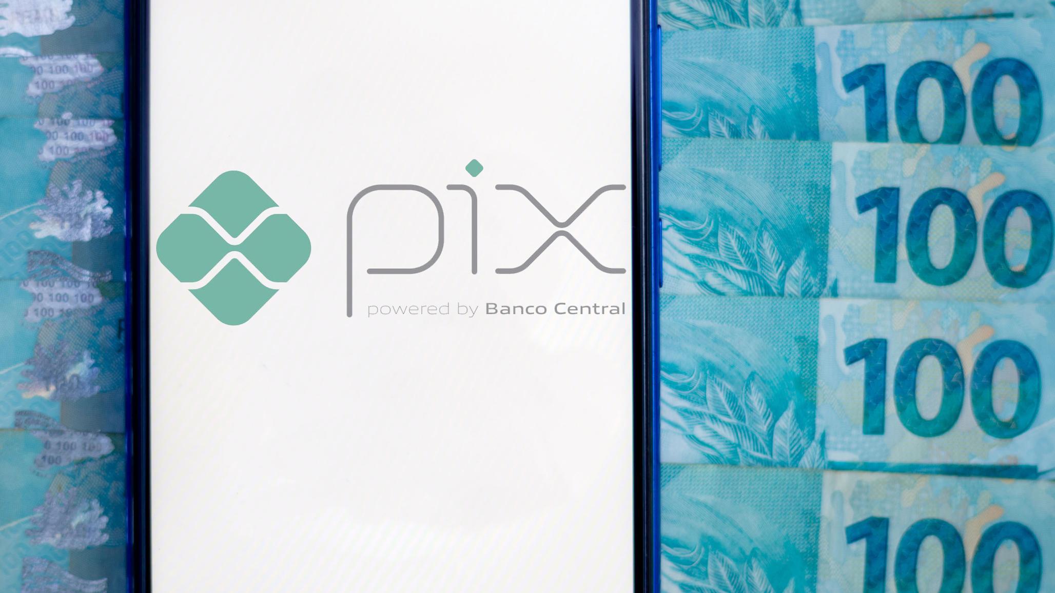 Pix, Brazil's electronic payment system, is seen on a smartphone in this photo illustration. 