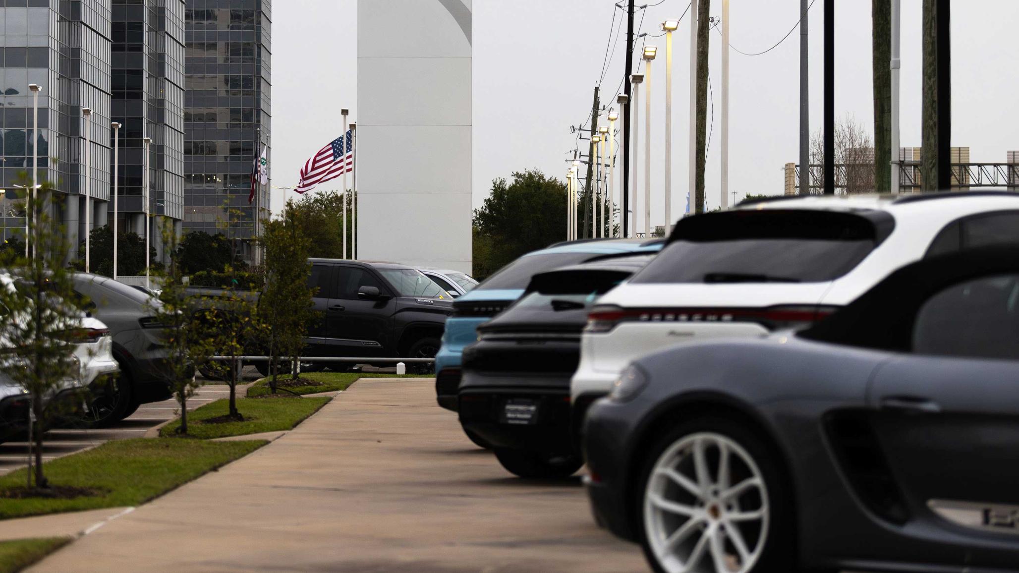 Cars for sale at a car dealership in Texas. These models and parts are subject to Trump’s new tariffs. 