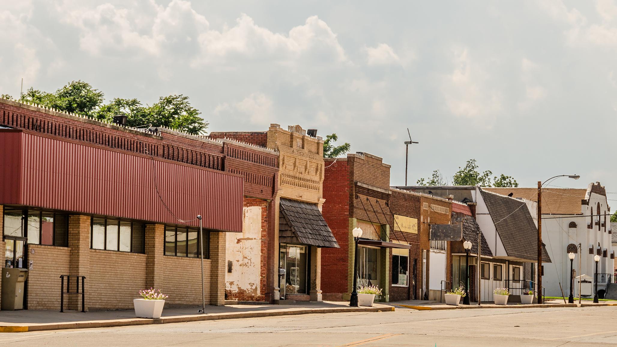  Downtown in a small town in Oklahoma that has seen better days. 