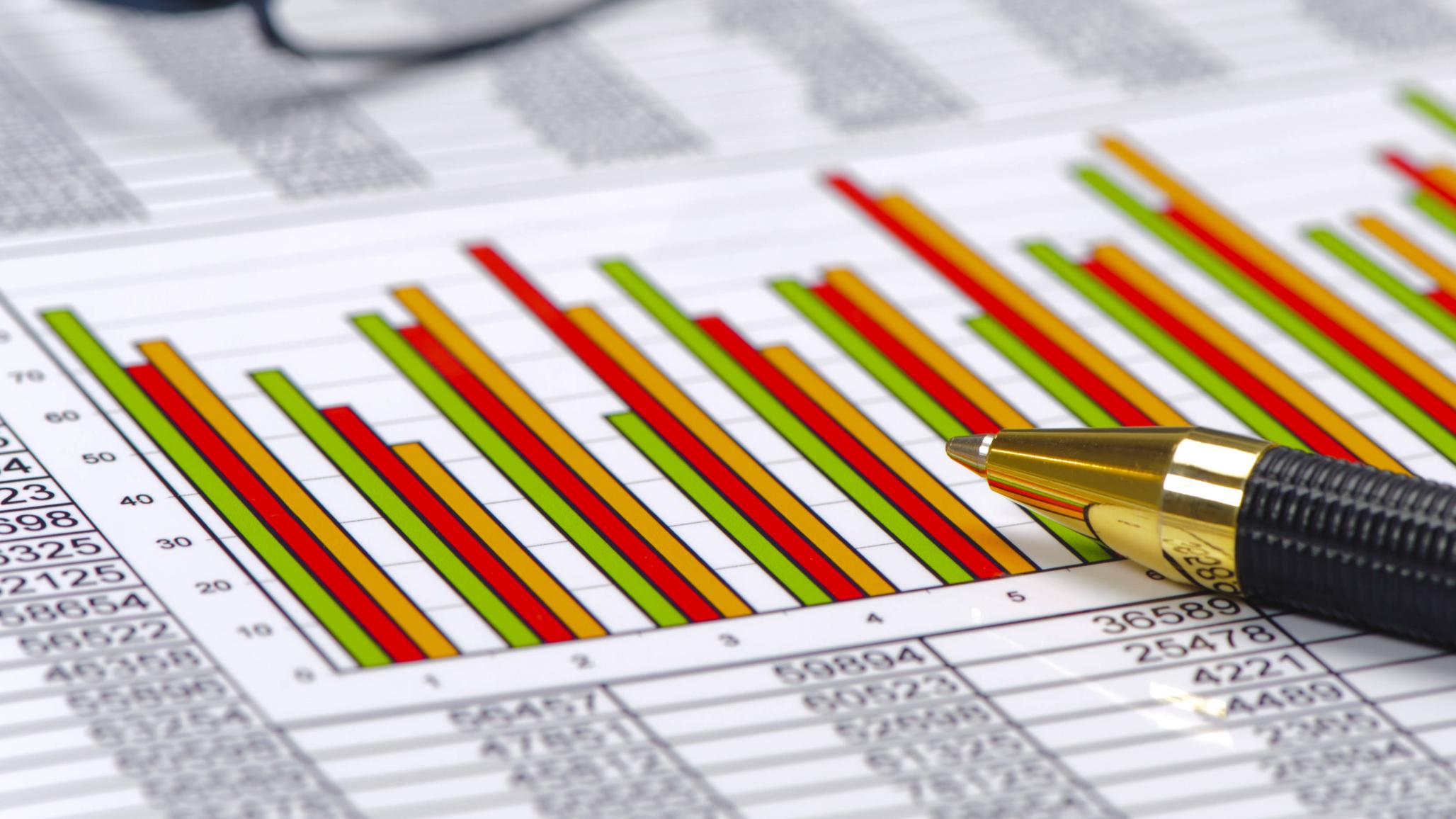 Spreadsheet with a chart is shown in this calculation of finances. 