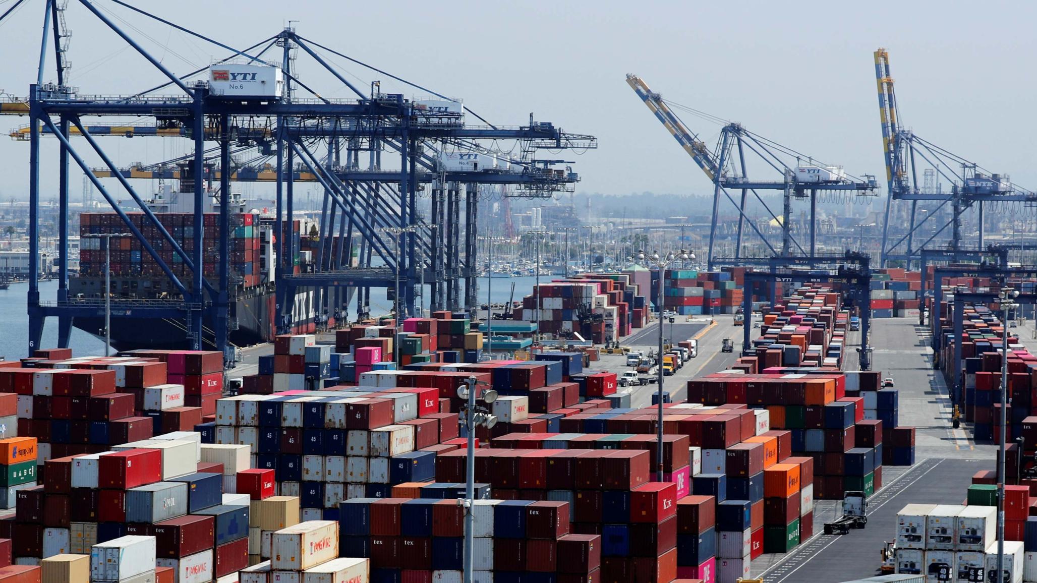Ship and containers are shown at the port of Los Angeles in Los Angeles, California, U.S. July 16, 2018. 